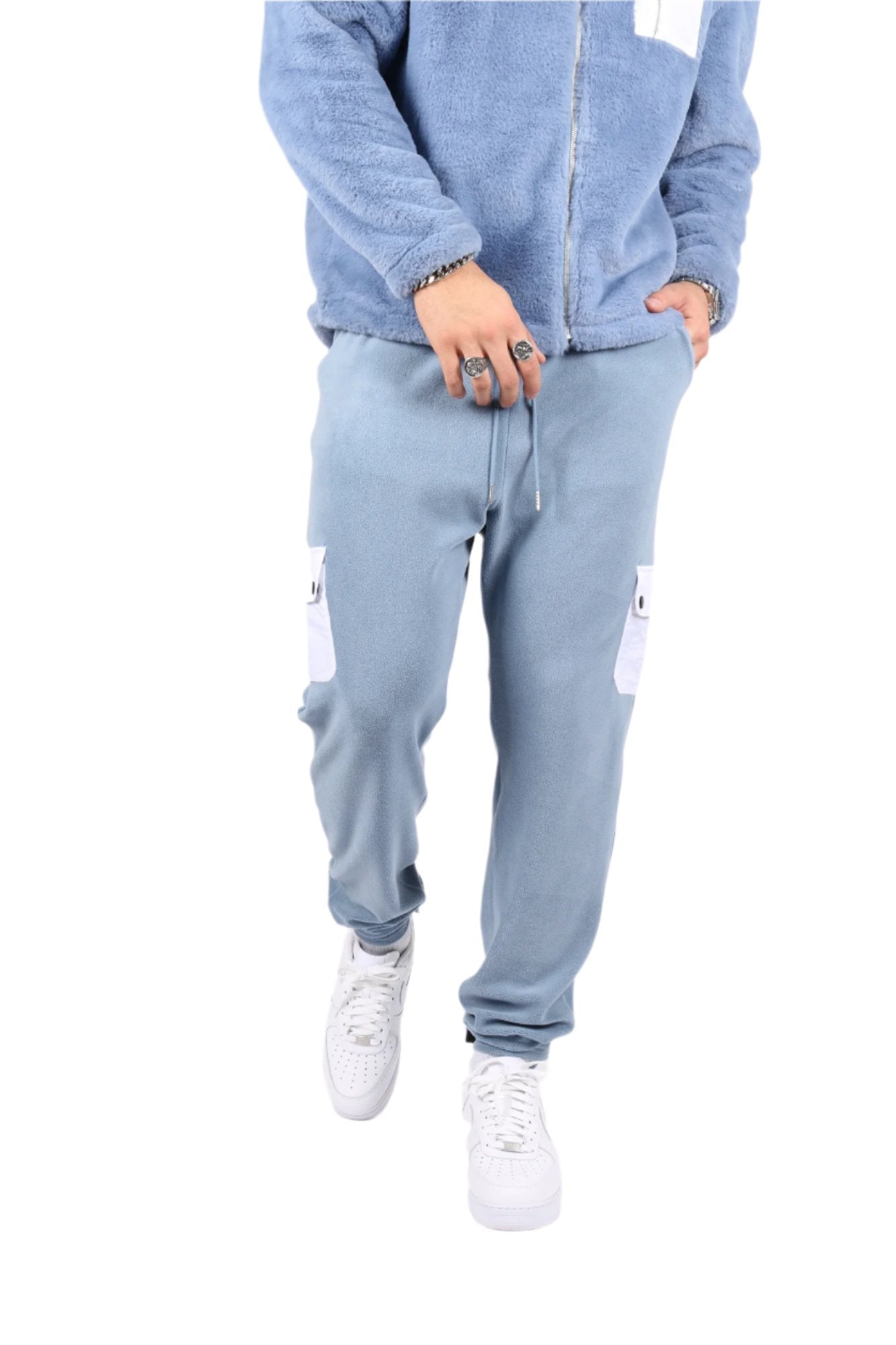 Baby Blue Utility Cargo Polar Fleece Joggers - Liquor n Poker