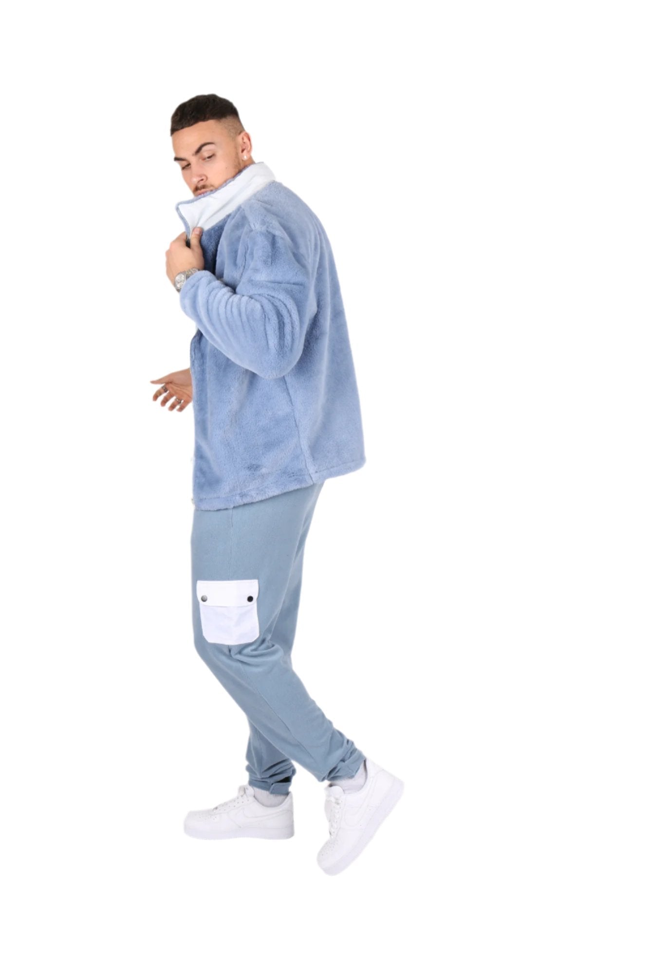 Baby Blue Utility Cargo Polar Fleece Joggers - Liquor n Poker