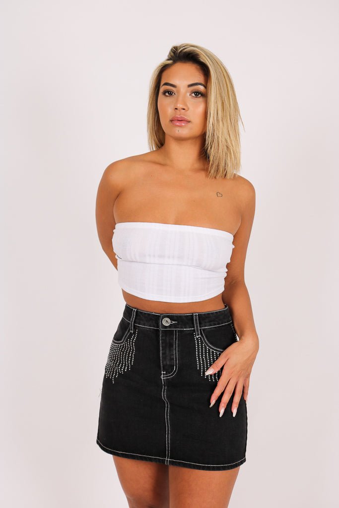 Baby One More Time Diamante Denim Skirt - Liquor n Poker