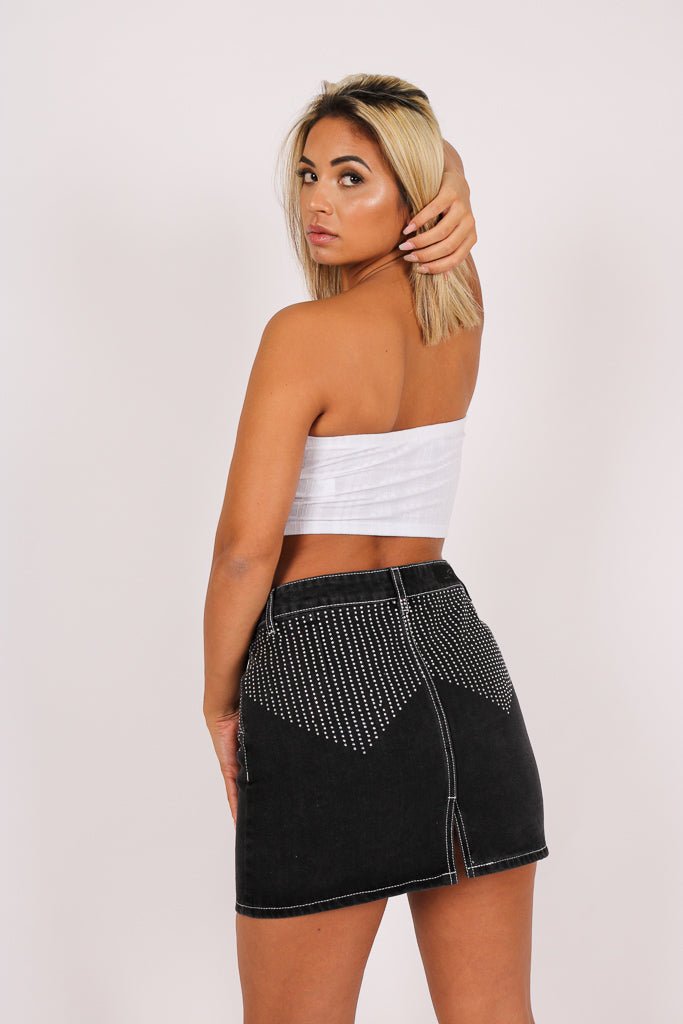 Baby One More Time Diamante Denim Skirt - Liquor n Poker