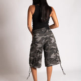 Baggy Cargo Camo Jorts in Black/Grey Tonal - Liquor n Poker