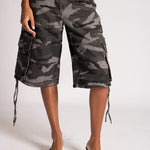 Baggy Cargo Camo Jorts in Black/Grey Tonal - Liquor n Poker