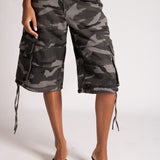 Baggy Cargo Camo Jorts in Black/Grey Tonal - Liquor n Poker