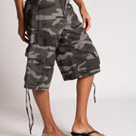 Baggy Cargo Camo Jorts in Black/Grey Tonal - Liquor n Poker