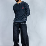 Baggy Embellished Jeans In Black - Liquor n Poker