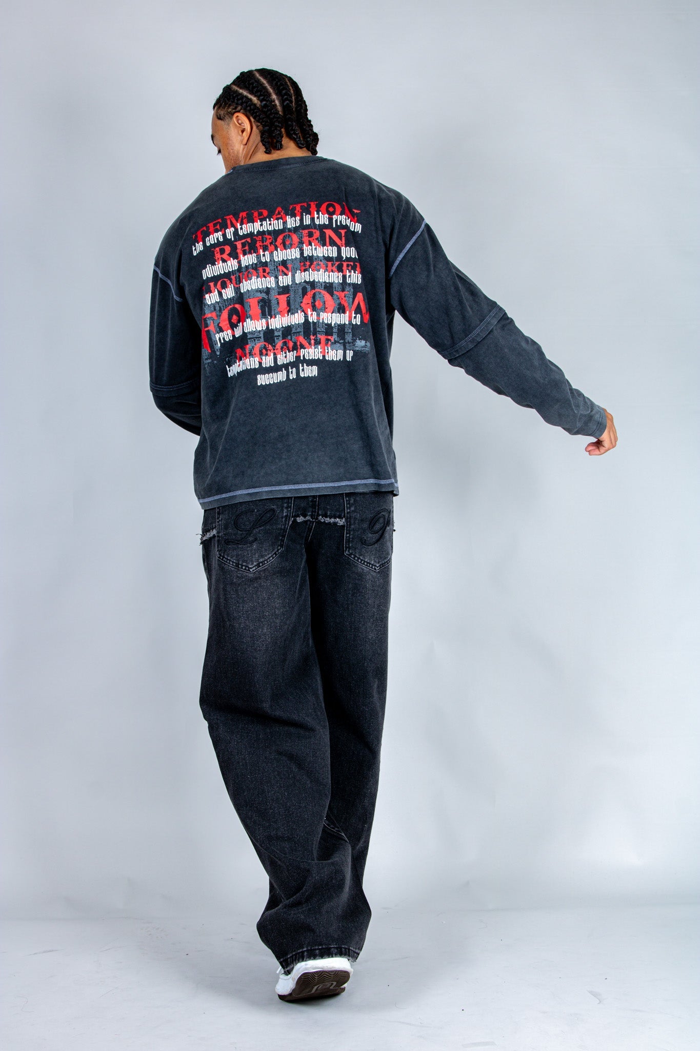 Baggy Embellished Jeans In Black - Liquor n Poker