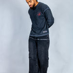 Baggy Embellished Jeans In Black - Liquor n Poker