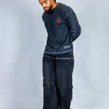 Baggy Embellished Jeans In Black - Liquor n Poker