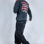 Baggy Embellished Jeans In Black - Liquor n Poker