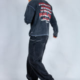 Baggy Embellished Jeans In Black - Liquor n Poker