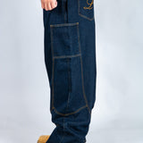 Baggy Spliced Side Pocket Jeans In Indigo - Liquor n Poker