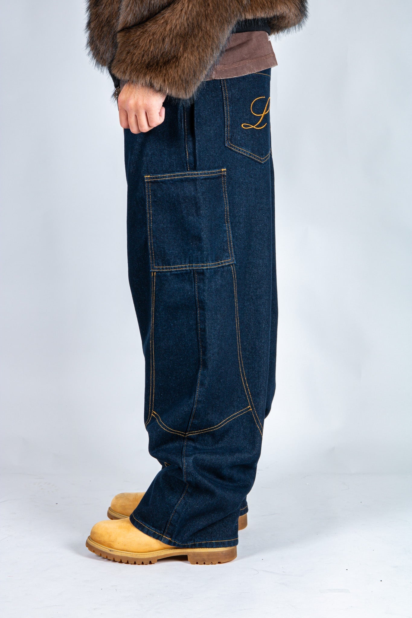 Baggy Spliced Side Pocket Jeans In Indigo - Liquor n Poker