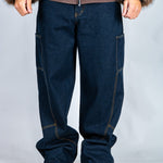 Baggy Spliced Side Pocket Jeans In Indigo - Liquor n Poker
