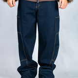 Baggy Spliced Side Pocket Jeans In Indigo - Liquor n Poker