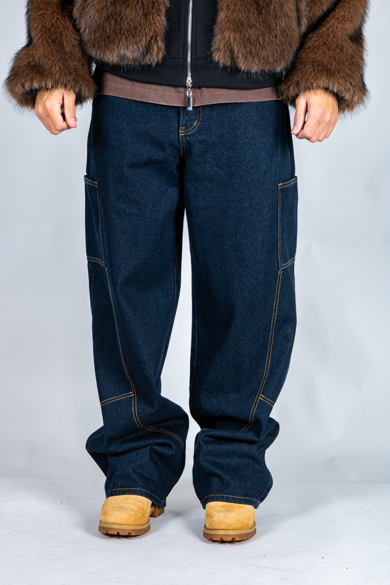 Baggy Spliced Side Pocket Jeans In Indigo - Liquor n Poker