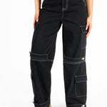 Bandeau Black Denim Contrast Stitch Jumpsuit - Liquor n Poker