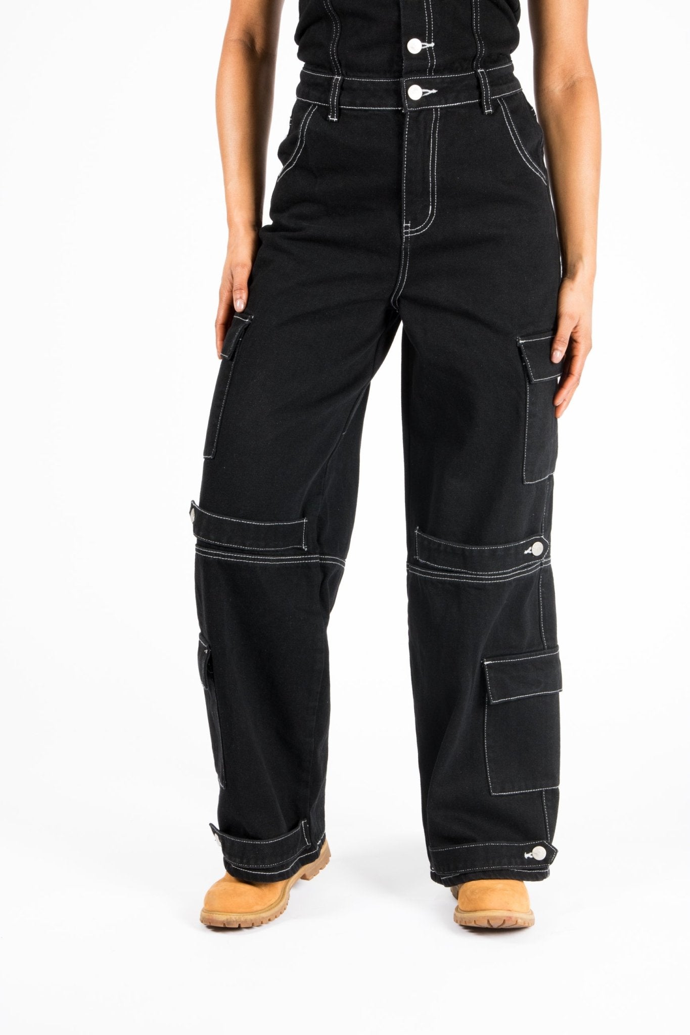Bandeau Black Denim Contrast Stitch Jumpsuit - Liquor n Poker