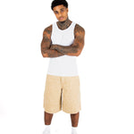 Beige Camo Relaxed Denim Jorts - Liquor n Poker