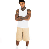 Beige Camo Relaxed Denim Jorts - Liquor n Poker