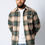 Beige Green Utility Flannel Overshirt - Liquor n Poker