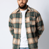 Beige Green Utility Flannel Overshirt - Liquor n Poker