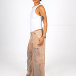 Beige Mid Rise Carpenter Wide Leg Jean - Liquor n Poker