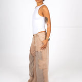 Beige Mid Rise Carpenter Wide Leg Jean - Liquor n Poker