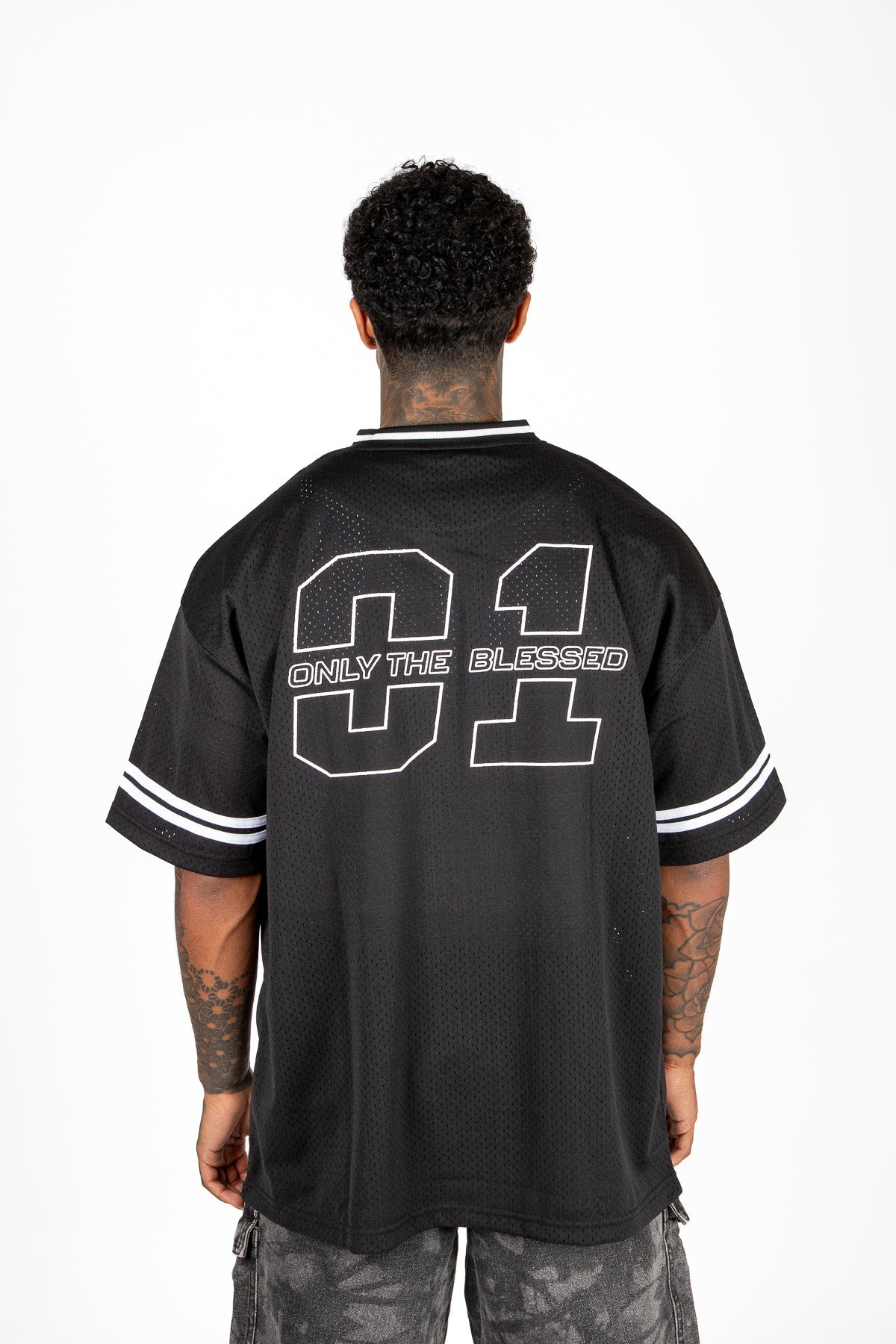 Black 'Blessed' Varsity Tee - Liquor n Poker