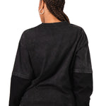 Black & Blue Graphic Printed 'Repentance' Motif Double Layered Long Sleeve T-Shirt - Liquor n Poker