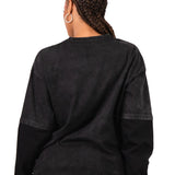 Black & Blue Graphic Printed 'Repentance' Motif Double Layered Long Sleeve T-Shirt - Liquor n Poker