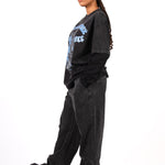 Black & Blue Graphic Printed 'Repentance' Motif Double Layered Long Sleeve T-Shirt - Liquor n Poker