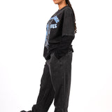 Black & Blue Graphic Printed 'Repentance' Motif Double Layered Long Sleeve T-Shirt - Liquor n Poker