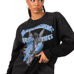 Black & Blue Graphic Printed 'Repentance' Motif Double Layered Long Sleeve T-Shirt - Liquor n Poker