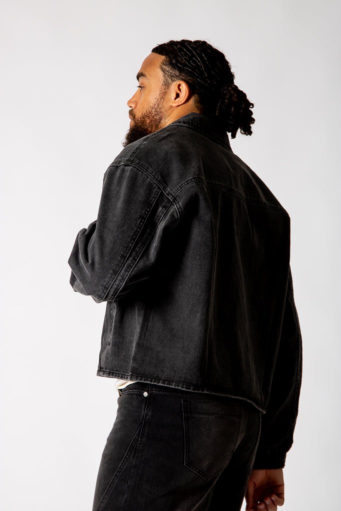 Black Boxy Denim Jacket With Seam Detail - Liquor n Poker