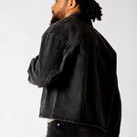 Black Boxy Denim Jacket With Seam Detail - Liquor n Poker