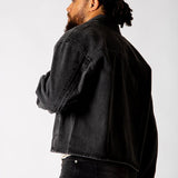 Black Boxy Denim Jacket With Seam Detail - Liquor n Poker