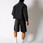 Black Boxy Denim Jacket With Seam Detail - Liquor n Poker