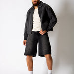 Black Boxy Denim Jacket With Seam Detail - Liquor n Poker