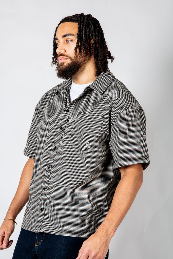 Black Boxy Micro Check Shirt - Liquor n Poker