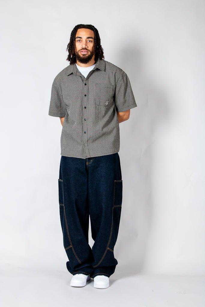 Black Boxy Micro Check Shirt - Liquor n Poker