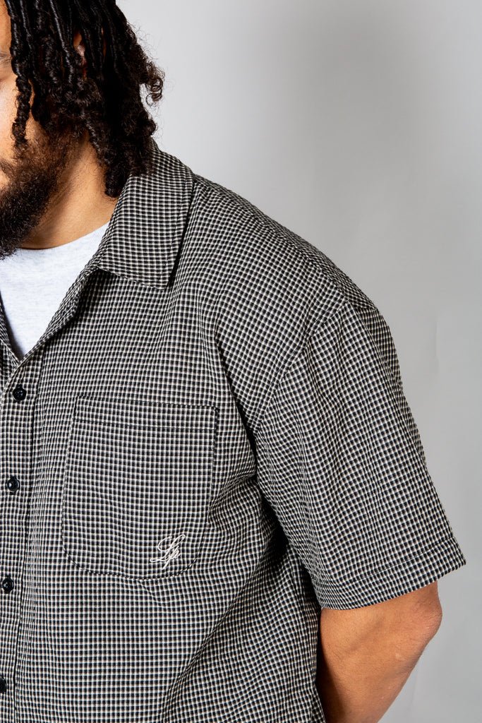 Black Boxy Micro Check Shirt - Liquor n Poker