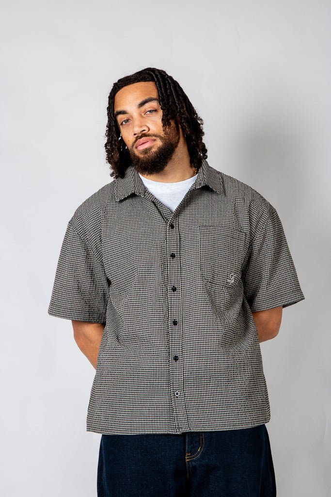 Black Boxy Micro Check Shirt - Liquor n Poker