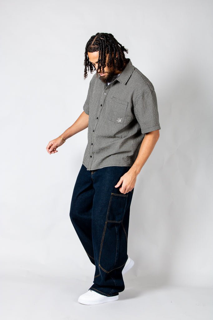 Black Boxy Micro Check Shirt - Liquor n Poker