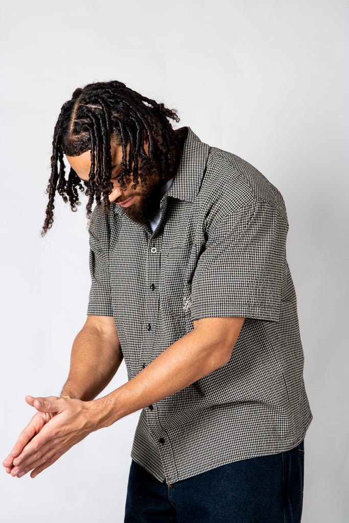 Black Boxy Micro Check Shirt - Liquor n Poker