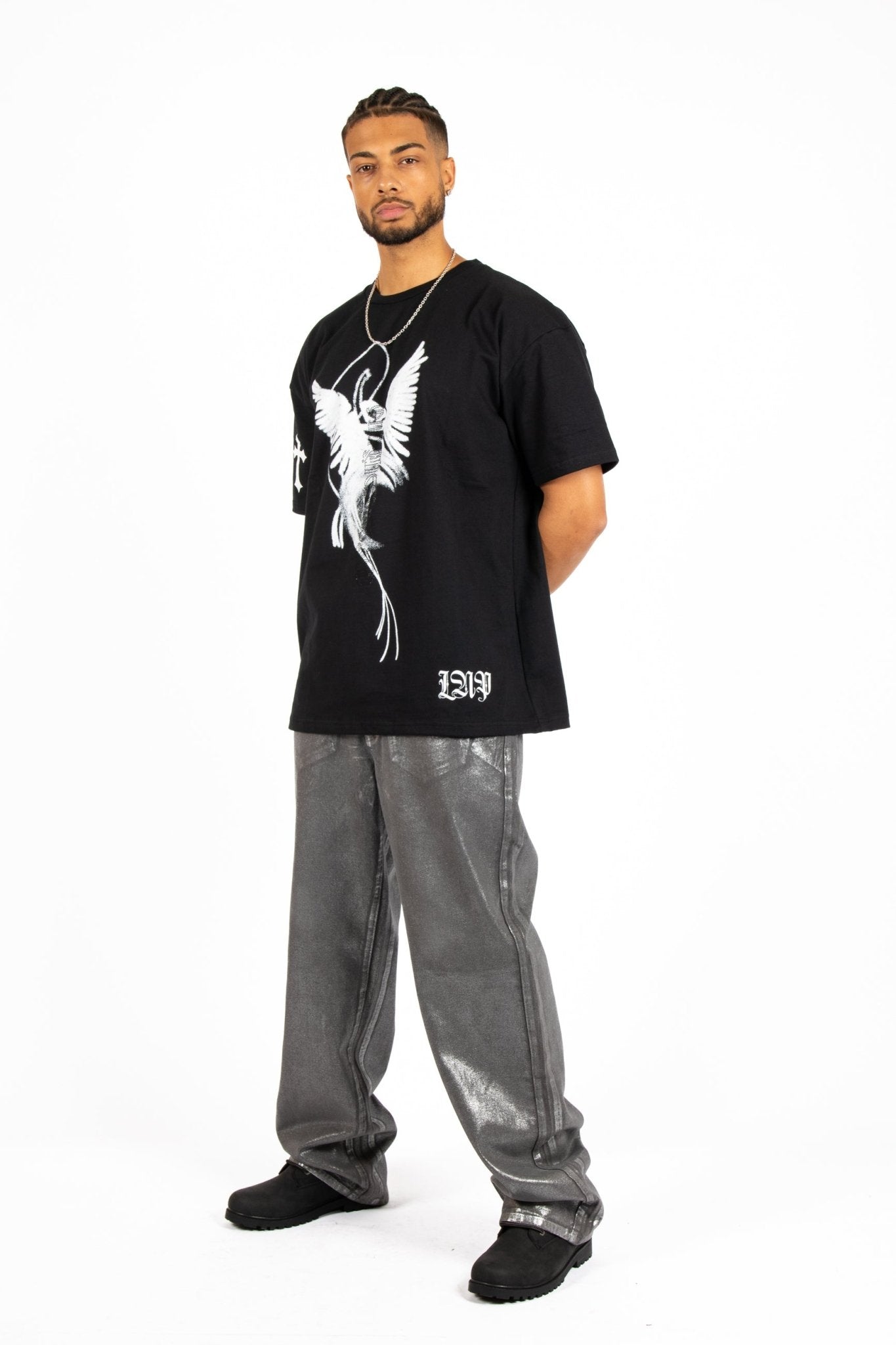 Black Diamanté Graphic Printed T-Shirt - Liquor n Poker