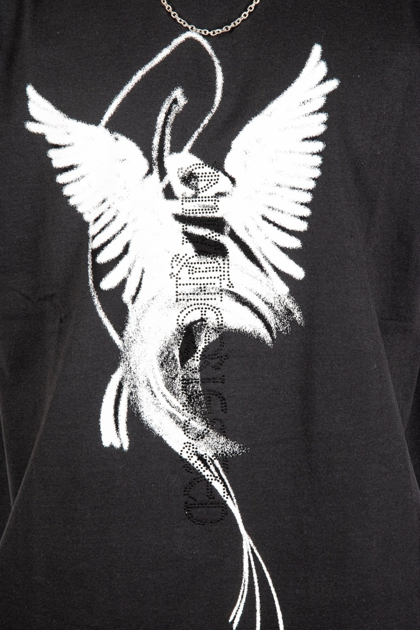 Black Diamanté Graphic Printed T-Shirt - Liquor n Poker