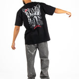 Black Diamanté Graphic Printed T-Shirt - Liquor n Poker