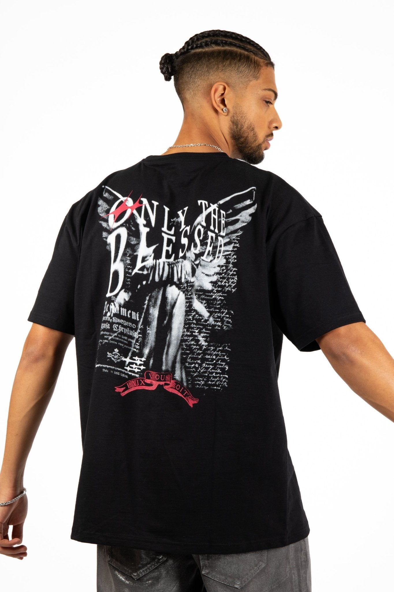 Black Diamanté Graphic Printed T-Shirt - Liquor n Poker