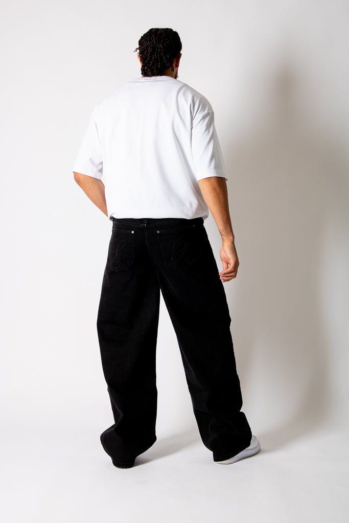 Black Fireman Clasp Baggy Jeans - Liquor n Poker