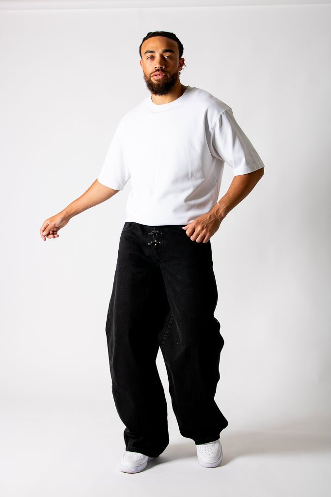 Black Fireman Clasp Baggy Jeans - Liquor n Poker